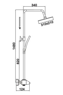 Душевая стойка Rose R3736H с термостатом чёрный матовый